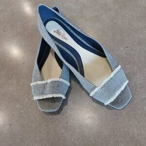 LELA ROSE For Payless Women's Fabric Upper Open Toe Shoe - Blue/White - Sze 7.5M